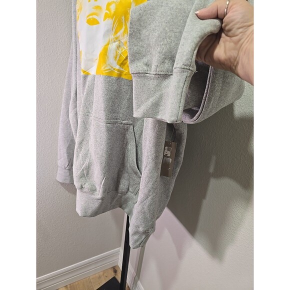 NWT Halfway Dead HWD Logo Baddie Grunge Baggy Hoodie Mens 2X Gray Yellow Graphic - Picture 3 of 7